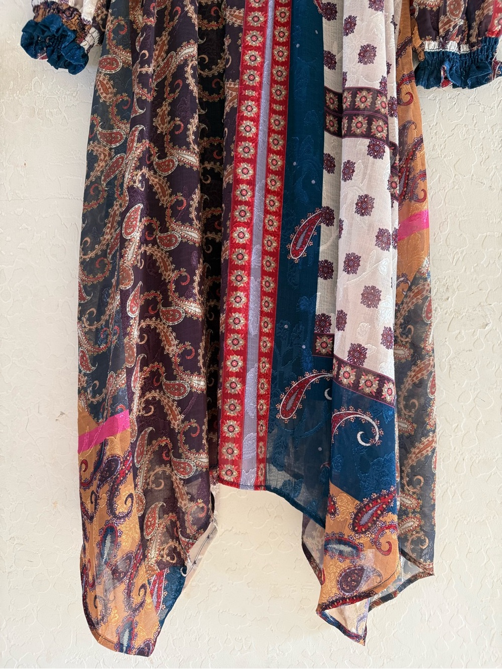 Reba, large, multicolored bohemian patchwork midi dress - Picture 6 of 16